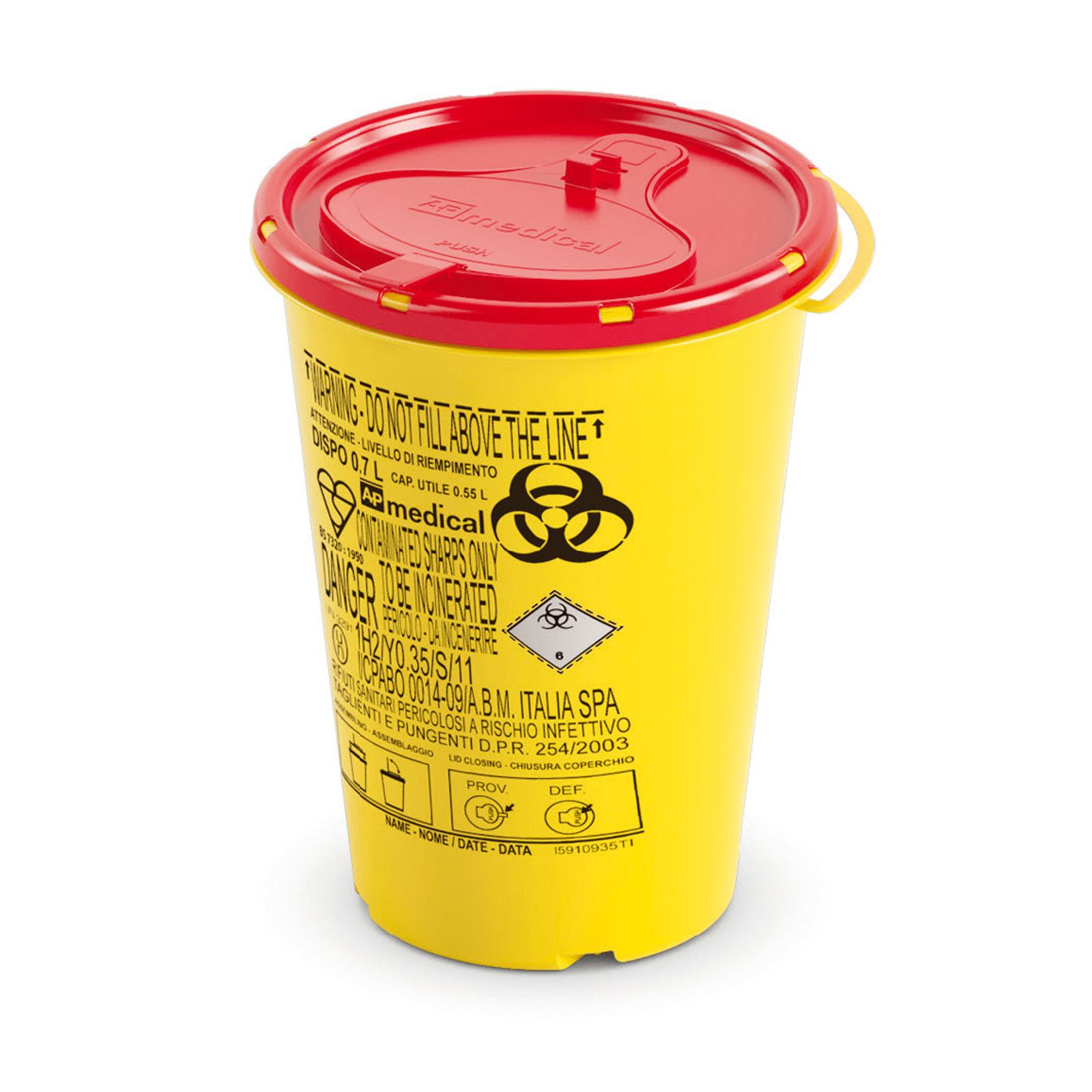 DISPO Контейнер для збору та утилізації голок і медичних відходів ємкість 0,7 л. (з PP, круглий)